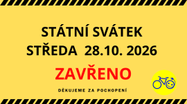 STÁTNÍ SVÁTEK 28.10.2026 - ZAVŘENO
